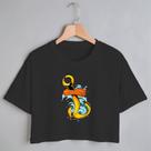 Blusa Blusinha Camiseta Cropped TShirt Feminina Algodão Tecido Premium Estampa Digital Âncora Gold e Azul