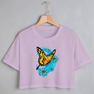 Blusa Blusinha Camiseta Cropped TShirt Feminina Algodão Tecido Premium Estampa Digital Borboleta Linda