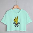 Blusa Blusinha Camiseta Cropped TShirt Feminina Algodão Tecido Premium Estampa Digital Cachorro Verde e Osso