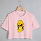Blusa Blusinha Camiseta Cropped TShirt Feminina Algodão Tecido Premium Estampa Digital Caveira Amarela Raio