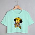 Blusa Blusinha Camiseta Cropped TShirt Feminina Algodão Tecido Premium Estampa Digital Caveira Mexicana Bigodinho