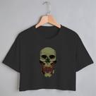 Blusa Blusinha Camiseta Cropped TShirt Feminina Algodão Tecido Premium Estampa Digital Caveira Sem Boca