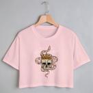 Blusa Blusinha Camiseta Cropped TShirt Feminina Algodão Tecido Premium Estampa Digital Cobra Caveira Coroa