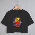 Blusa Blusinha Camiseta Cropped TShirt Feminina Algodão Tecido Premium Estampa Digital Coração Morcego