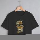 Blusa Blusinha Camiseta Cropped TShirt Feminina Algodão Tecido Premium Estampa Digital Coroa Caveira Leão