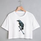 Blusa Blusinha Camiseta Cropped TShirt Feminina Algodão Tecido Premium Estampa Digital Corvo Vikings