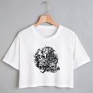 Blusa Blusinha Camiseta Cropped TShirt Feminina Algodão Tecido Premium Estampa Digital Fantasma Caveira