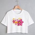 Blusa Blusinha Camiseta Cropped TShirt Feminina Algodão Tecido Premium Estampa Digital Flores Rosas