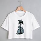 Blusa Blusinha Camiseta Cropped TShirt Feminina Algodão Tecido Premium Estampa Digital Guitarra Les Paul Corvo Vikings
