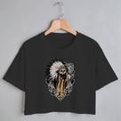 Blusa Blusinha Camiseta Cropped TShirt Feminina Algodão Tecido Premium Estampa Digital Indio Chefe Caveira