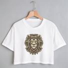 Blusa Blusinha Camiseta Cropped TShirt Feminina Algodão Tecido Premium Estampa Digital Leão Rei
