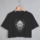 Blusa Blusinha Camiseta Cropped TShirt Feminina Algodão Tecido Premium Estampa Digital Lobo de Olho Azul