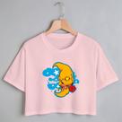 Blusa Blusinha Camiseta Cropped TShirt Feminina Algodão Tecido Premium Estampa Digital Meia Lua Amarelo Rosa na Boca