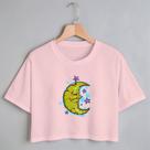 Blusa Blusinha Camiseta Cropped TShirt Feminina Algodão Tecido Premium Estampa Digital Meia Lua e Estrela Blusa Blusinha Camiseta Cropped TShirt Feminina Algodão Tecido Premium Estampa Digital Meia Lua e Estrela