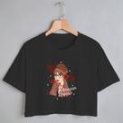 Blusa Blusinha Camiseta Cropped TShirt Feminina Algodão Tecido Premium Estampa Digital Mulher Chapéu Flor