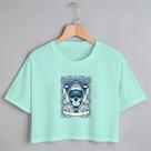 Blusa Blusinha Camiseta Cropped TShirt Feminina Algodão Tecido Premium Estampa Digital Quadro Caveira Pena Blusa Blusinha Camiseta Cropped TShirt Feminina Algodão Tecido Premium Estampa Digital Quadro Caveira Pena