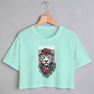 Blusa Blusinha Camiseta Cropped TShirt Feminina Algodão Tecido Premium Estampa Digital Tigre Mau Blusa Blusinha Camiseta Cropped TShirt Feminina Algodão Tecido Premium Estampa Digital Tigre Mau