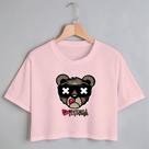 Blusa Blusinha Camiseta Cropped TShirt Feminina Algodão Tecido Premium Estampa Digital Ursinho El Exquema