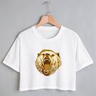 Blusa Blusinha Camiseta Cropped TShirt Feminina Algodão Tecido Premium Estampa Digital Urso Gold Blusa Blusinha Camiseta Cropped TShirt Feminina Algodão Tecido Premium Estampa Digital Urso Gold