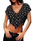 Blusa boho vintage Awoscut com babados e decote em V para mulher