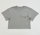 Blusa Boxy Menina Vic Vicky Cinza Com Bolso Verão Moda Teen