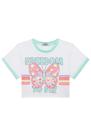 Blusa boxy over em meia malha e tela branco kukiê.