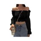 Blusa Branca De Verão Com Ombros Descobertos, Manga Longa, Manga Bufante E Babados, Estilo Túnica