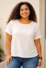 Blusa Branca, Feminina, Plus Size, Em Viscose, Até 54