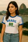 Blusa Brasil Branca Feminina BabyLock Bordada Retrô