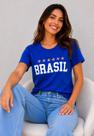 Blusa Brasil Malha Comfy Manga Curta Azul Salvatore