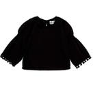 Blusa Brisa Infantil Preta em Viscose com Mini Pompons Blusa Brisa Infantil Preta em Viscose com Mini Pompons