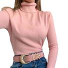 Blusa Cacharrel Gola Alta Manga Longa Tricot Moda Feminina