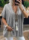 Blusa Camisa Maxi Feminina Festa Carnaval Paetê Lantejoula Plus Size Brilho