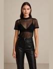 Blusa Camisa Tule Transparência Blogueira Ref 109