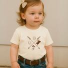 Blusa Camiseta Manga Curta Country Infantil Estampa Flechas Country Cowboy Cowgirl Criança Escola