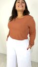 Blusa Canelada com Punho Plus Size Blusa Canelada com Punho Plus Size