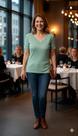Blusa Canelada com Renda e Detalhes em Cetim - Tamanho G1 - Verde Malva