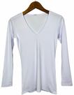 Blusa canelada decote v manga longa Blusa canelada decote v manga longa