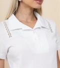 Blusa Canelada Gola Polo com Renda - Tamanho G2 - Cor Branca