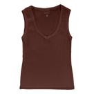 Blusa canelada gola v, em ribana algodão com elastano marrom r085 g