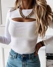 Blusa Canelada Hollow Corte Fora Blusa Canelada Hollow Corte Fora