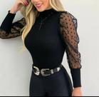Blusa canelda manga em Tule Blusa canelda manga em Tule