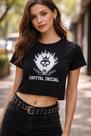 Blusa Capital Inicial cropped de banda de rock SF637