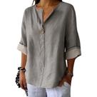 Blusa, cardigã feminina, manga 3/4, manga 3/4, decote em V, cinza, 2GG