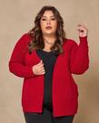 Blusa Cardigan De Frio Com Bolso Plus Size Fio Mousse