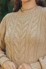 Blusa Carmelia feminina tricô inverno decote careca cor bege sem costura Blusa Carmelia feminina tricô inverno decote careca cor bege sem costura