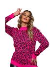 Blusa Casaco Tricô De Onça Manga Longa
