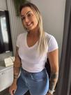 Blusa casual croped decote v em malha canelada
