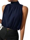 Blusa casual elegante com top curto SOLY HUX feminina azul escuro