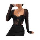 Blusa Casual Feminina Preta Com Decote Em V, Top Cropped De Malha, Sexy, Sem Costas, Com Bordado De